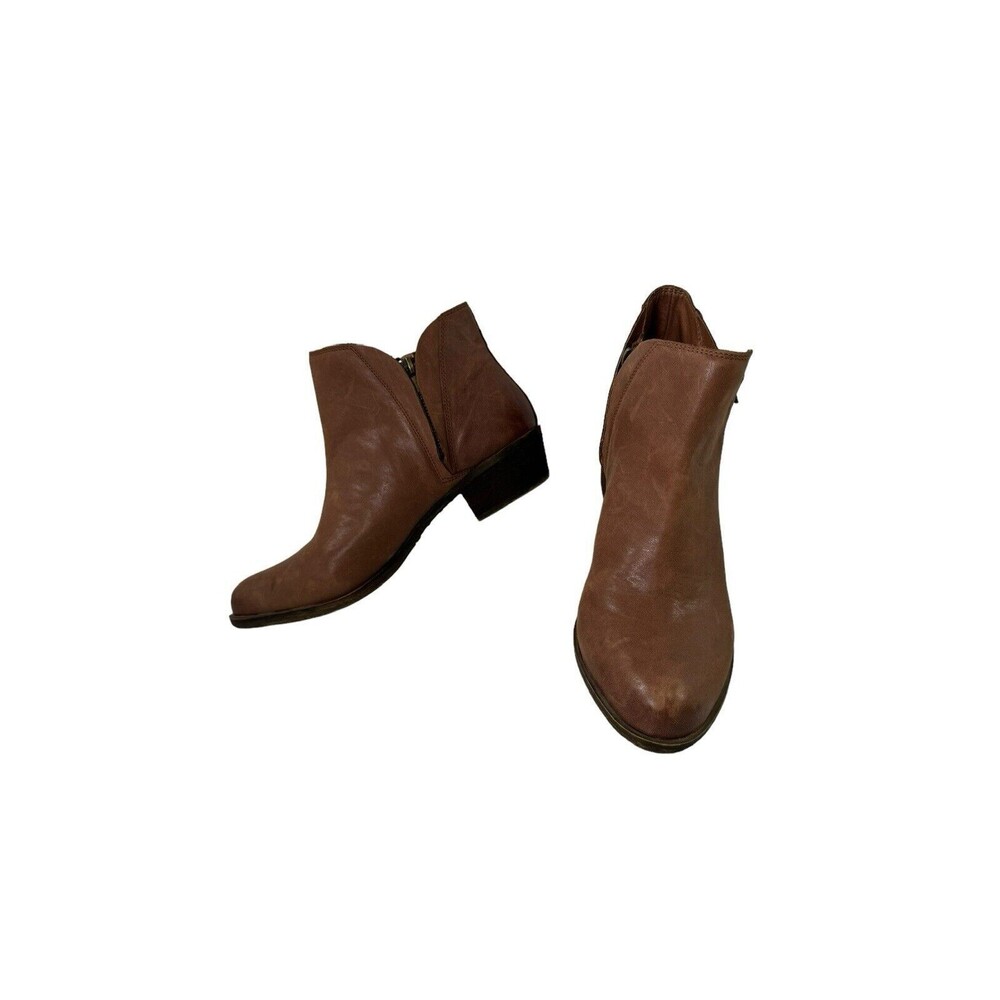 Lucky Brand LP Brenon Ankle Boot Booties Double Zip 9.5 M Brown Leather-